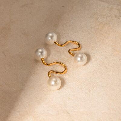 Stainless Steel Imitation Pearl Cuff Earrings - 808Lush
