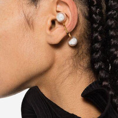 Stainless Steel Imitation Pearl Cuff Earrings - 808Lush