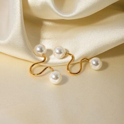 Stainless Steel Imitation Pearl Cuff Earrings - 808Lush