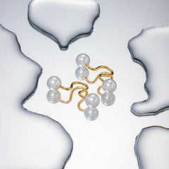 Stainless Steel Imitation Pearl Cuff Earrings - 808Lush