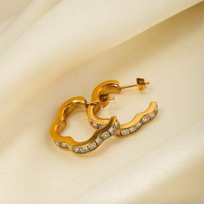 Stainless Steel Inlaid Zircon C-Hoop Earrings - 808Lush