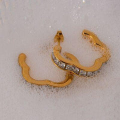 Stainless Steel Inlaid Zircon C-Hoop Earrings - 808Lush