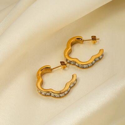 Stainless Steel Inlaid Zircon C-Hoop Earrings - 808Lush