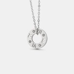 Stainless Steel Pierced Rhinestone Pendant Necklace - 808Lush