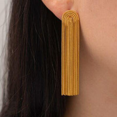 Stainless Steel Rainbow Tassel Dangle Earrings - 808Lush