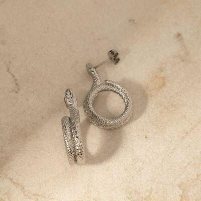 Stainless Steel Silver-Plated Snake Earrings - 808Lush