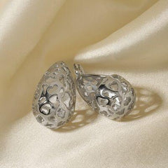 Stainless Steel Teardrop Hollowed Earrings - 808Lush