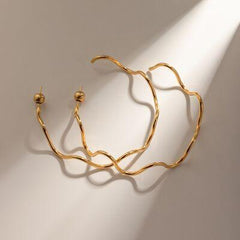 Stainless Steel Wave Shape C-Hoop Earrings - 808Lush