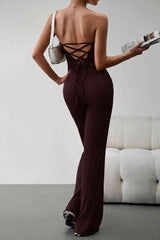 Strapless Lace-Up Jumpsuit - 808Lush