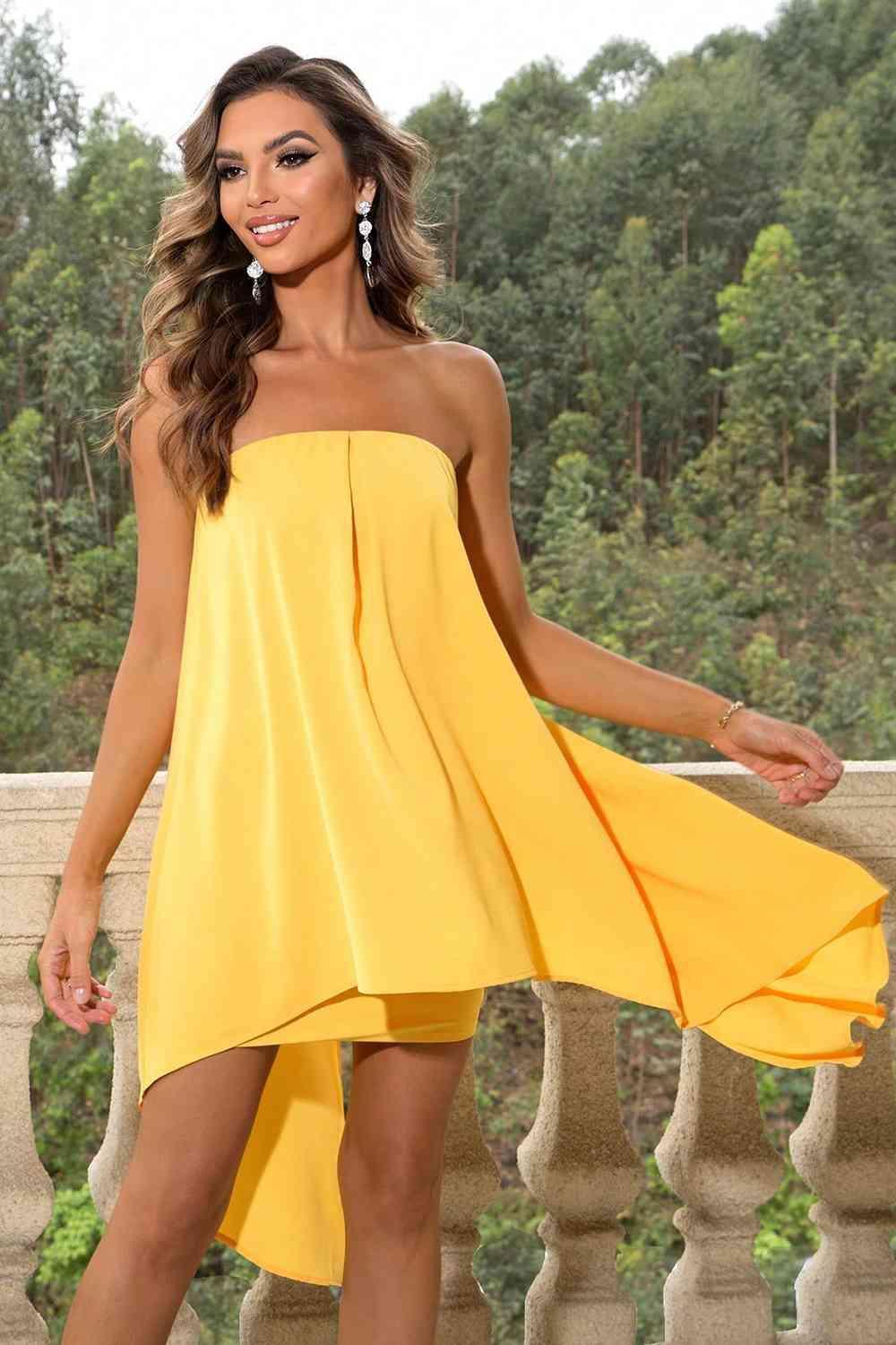 Strapless Slit Layered Dress - 808Lush