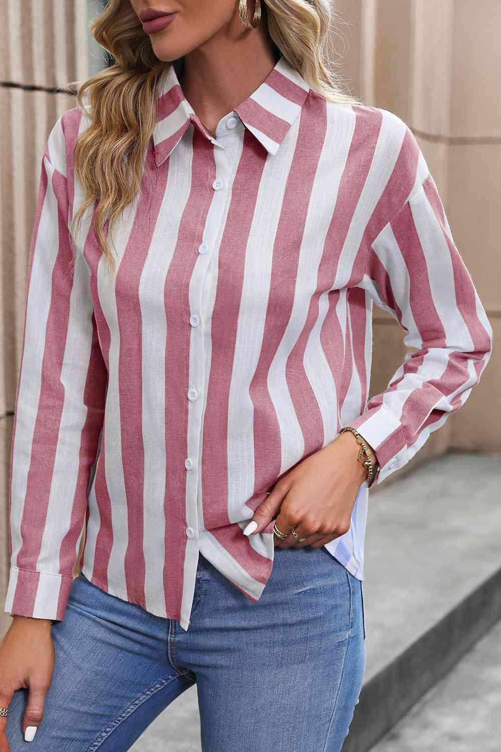 Striped Long Sleeve Shirt - 808Lush