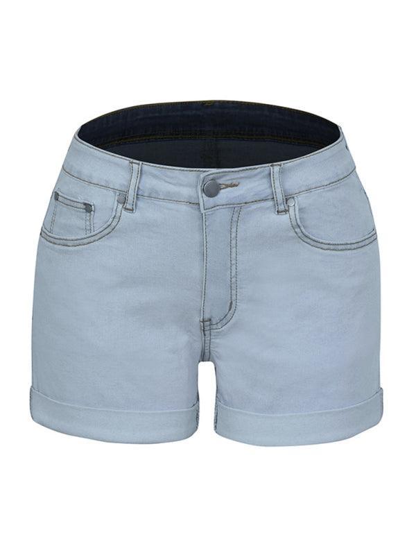 Stylish simple high elastic women's denim shorts - 808Lush