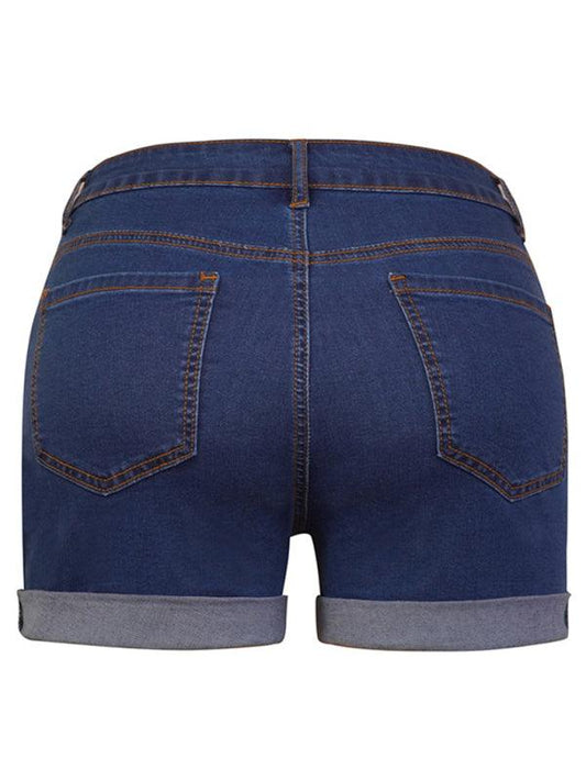 Stylish simple high elastic women's denim shorts - 808Lush