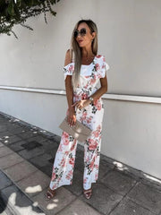 Summer Loose Lace-up Printed Jumpsuit - 808Lush