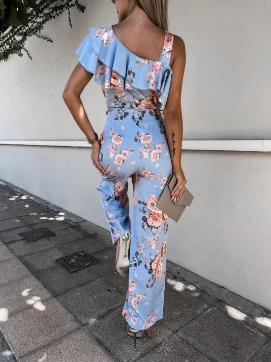 Summer Loose Lace-up Printed Jumpsuit - 808Lush
