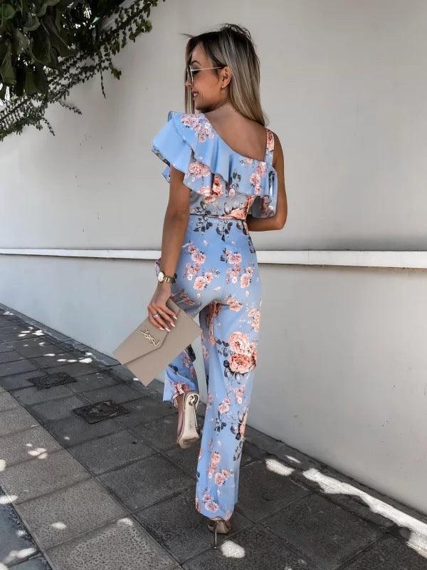 Summer Loose Lace-up Printed Jumpsuit - 808Lush