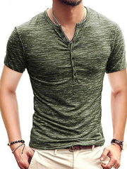 Men's Short Sleeve Men's T-Shirt Henley Collar Slim Fit - 808Lush