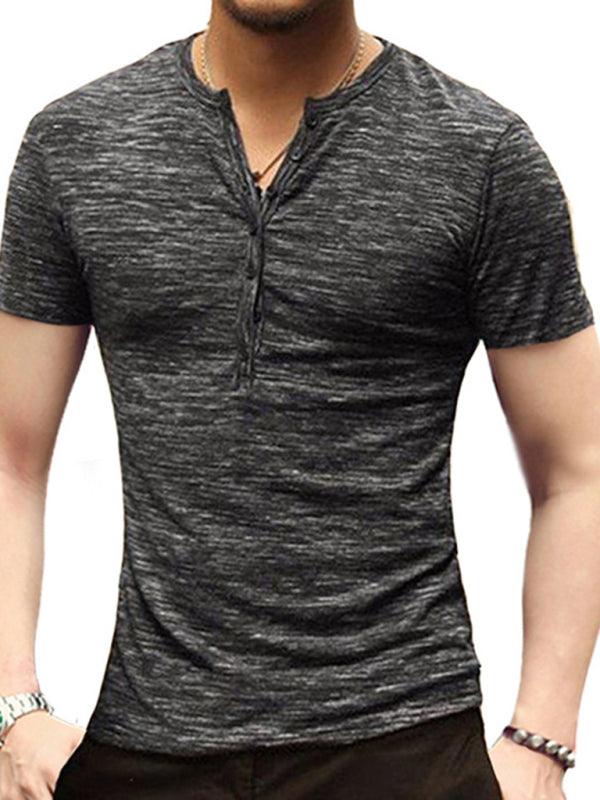 Men's Short Sleeve Men's T-Shirt Henley Collar Slim Fit - 808Lush