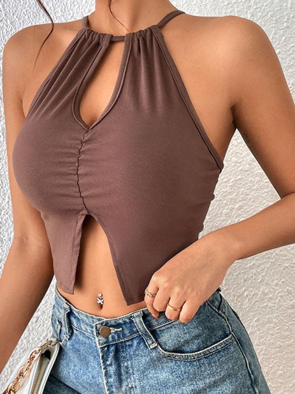 Hollow Spice Girl Top Sexy Tight Halter Neck Camisole - 808Lush