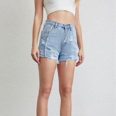 Summer Women Summer High Waist Denim Shorts Ripped Casual - 808Lush