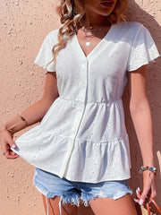 fashion top casual simple white shirt - 808Lush