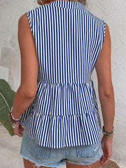 fashion tops sleeveless v-neck striped shirt - 808Lush