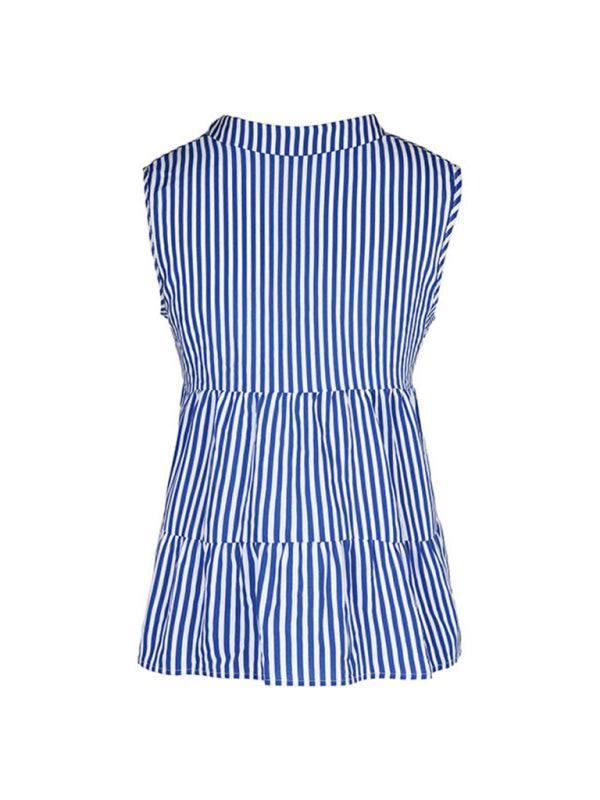 fashion tops sleeveless v-neck striped shirt - 808Lush