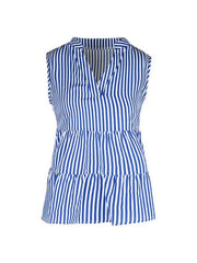 fashion tops sleeveless v-neck striped shirt - 808Lush