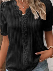 holiday fashion hollow short-sleeved women's shirt - 808Lush