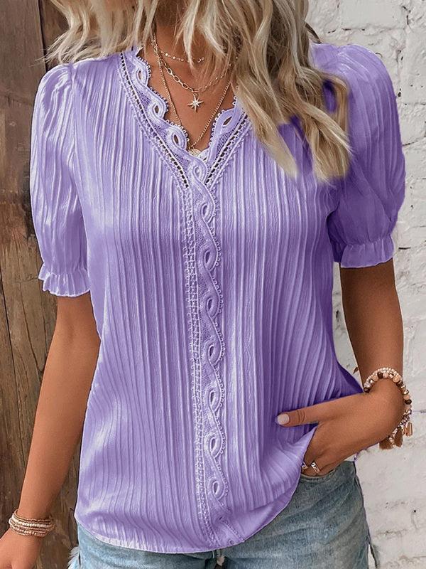 holiday fashion hollow short-sleeved women's shirt - 808Lush