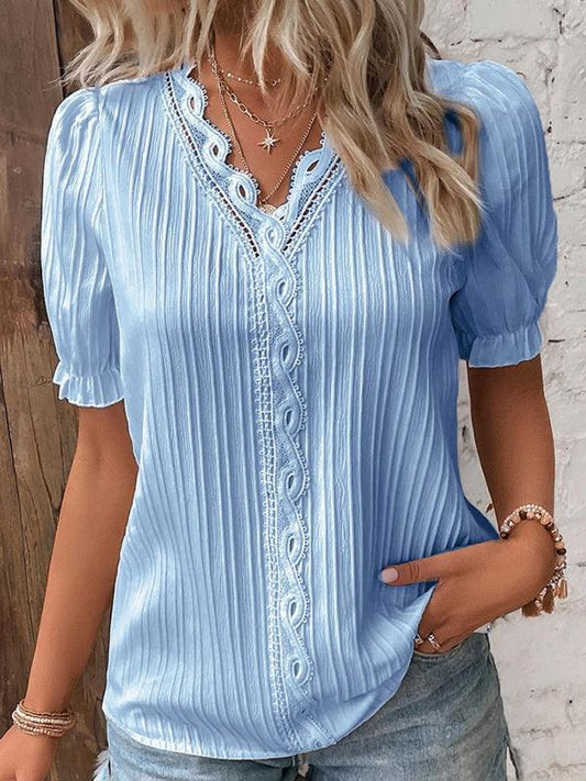 holiday fashion hollow short-sleeved women's shirt - 808Lush