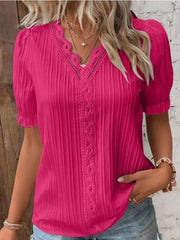 holiday fashion hollow short-sleeved women's shirt - 808Lush