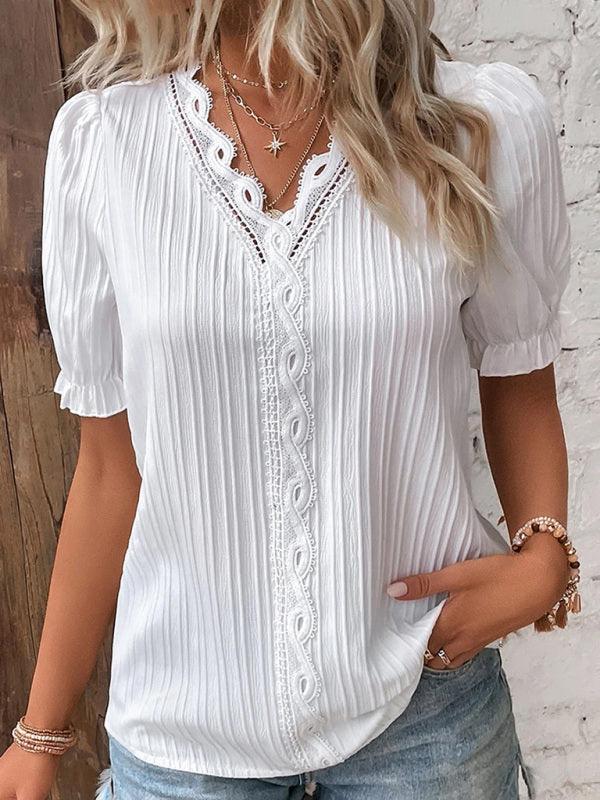 holiday fashion hollow short-sleeved women's shirt - 808Lush