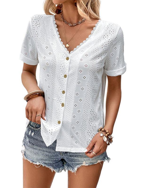 women's clothing reversible white blouse - 808Lush