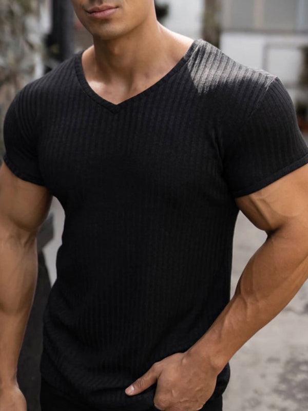 Men V-neck sports fitness breathable - 808Lush