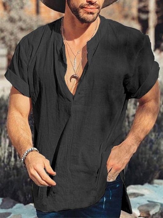 Men's shirt summer round neck short sleeve - 808Lush