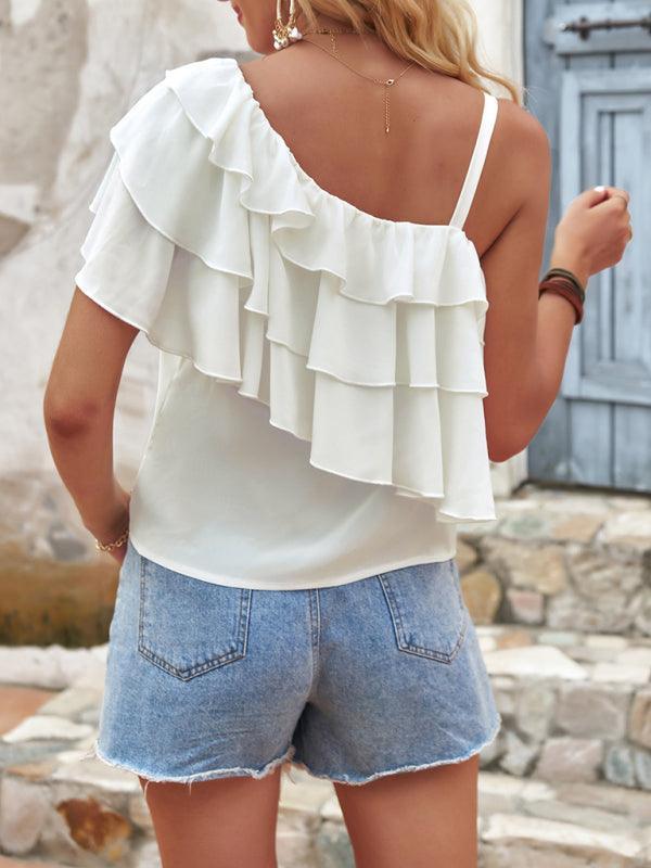 Summer temperament commuting irregular sexy ruffled halter top - 808Lush