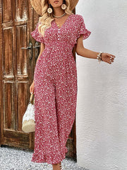 Summer women's fashion red printed European and American jumpsuit - 808Lush