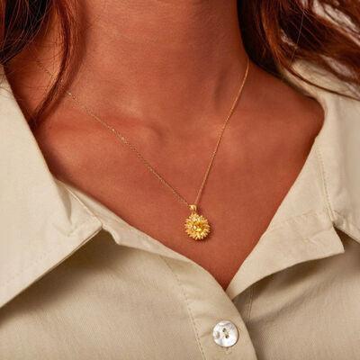 Sunflower Shape 18K Gold-Plated Pendant Necklace - 808Lush