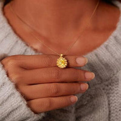 Sunflower Shape 18K Gold-Plated Pendant Necklace - 808Lush