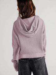 Sweatshirt Zipper Button Long Sleeve Loose Casual Pullover Hoodie - 808Lush