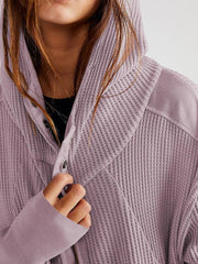 Sweatshirt Zipper Button Long Sleeve Loose Casual Pullover Hoodie - 808Lush