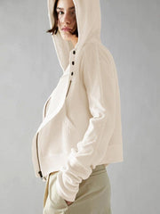 Sweatshirt Zipper Button Long Sleeve Loose Casual Pullover Hoodie - 808Lush