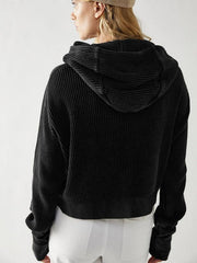 Sweatshirt Zipper Button Long Sleeve Loose Casual Pullover Hoodie - 808Lush