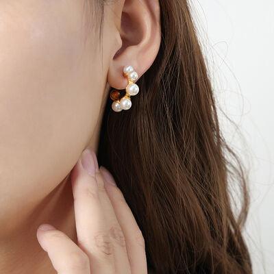 Synthetic Pearl 18K Gold-Plated Earrings - 808Lush
