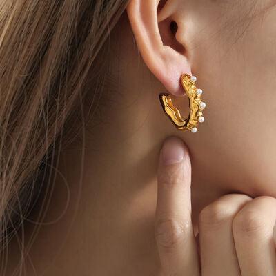 Synthetic Pearl 18K Gold-Plated Earrings - 808Lush