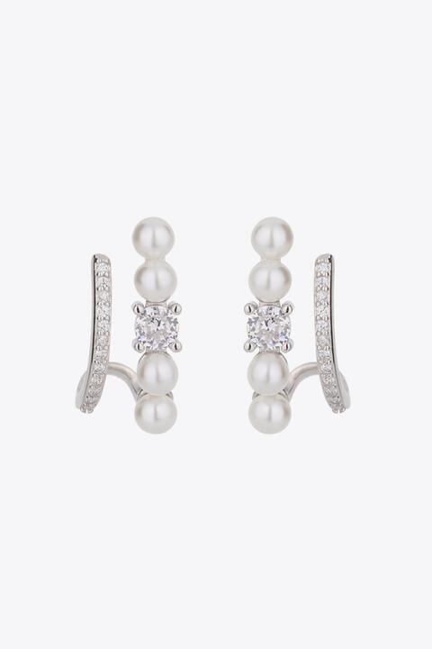 Synthetic Pearl 925 Sterling Silver Earrings - 808Lush