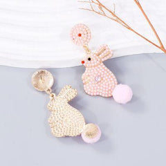 Synthetic Pearl Alloy Rabbit Dangle Earrings - 808Lush