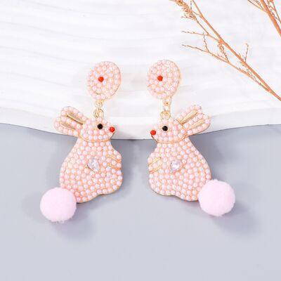 Synthetic Pearl Alloy Rabbit Dangle Earrings - 808Lush