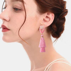 Tassel Bead Stainless Steel Dangle Earrings - 808Lush